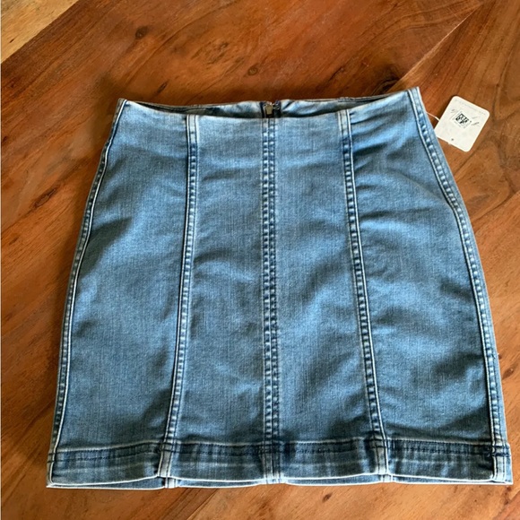 Free People Dresses & Skirts - Free People Blue denim mini Skirt women sz 2 NWT medium wash $50 bohemian